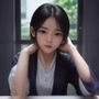 一位年轻女性电子爱好者头像照，短发，手里拿着一块电路板，背景为实验室工作台